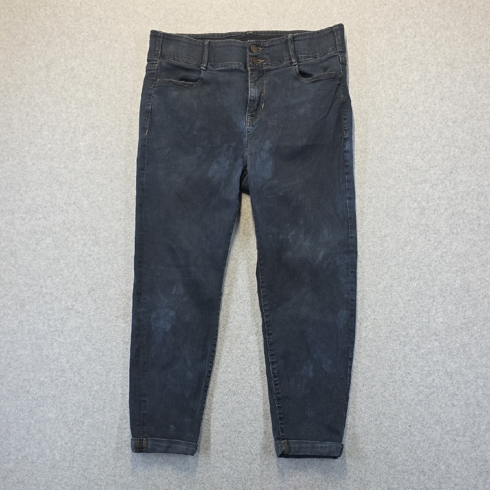 Apt 9 Cropped Skinny Jeans Women’s Size 16 Dark Wash Cuffed Stretch Denim